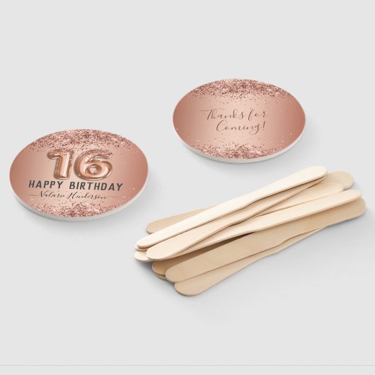 Extravagantes Skript Rosa Glitzer Happy 16. Geburt Fächer (Non-assembled)