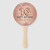 Extravagantes Skript Rosa Glitzer Happy 16. Geburt Fächer (Vorderseite)