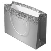 Extravagantes Skript Rosa Glitzer Happy 16. Geburt Große Geschenktüte (Rückseite Schrägansicht)