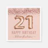 Extravagantes Skript Rosa Glitzer Happy 21. Geburt Serviette (Vorderseite)