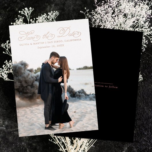 Extravagantes Skript Save the Date Folieneinladung