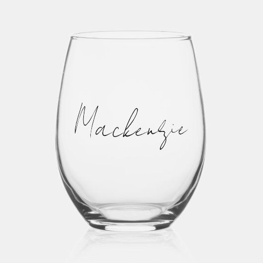 Extravagantes Skript Weinglas Ohne Stiel (Vorderseite)