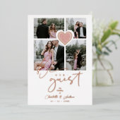 Extravagantes Spitzenrosa Herz 4 Multi-Fotos Colla Folieneinladung (Stehend vorne)