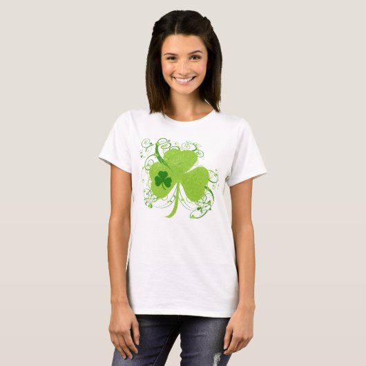 Extravagantes St Patricks Day Kleeblatt T-Shirt (Vorne ganz)