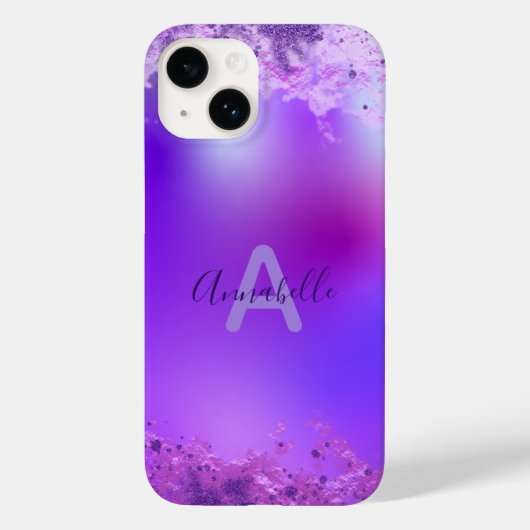 Extravagantes, stilvolles Violet Lila Modernes Gla Case-Mate iPhone Hülle (Rückseite)