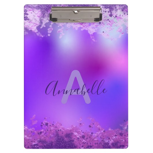 Extravagantes, stilvolles Violet Lila Modernes Gla Klemmbrett (Vorderseite)