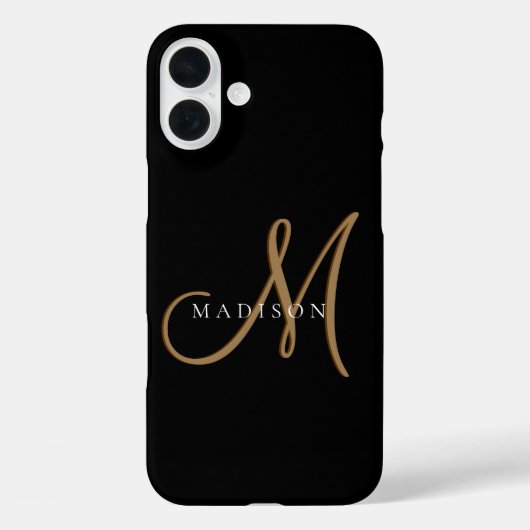 Extravagantes, stylisches Black and Gold Monogram  Case-Mate iPhone Hülle (Rückseite)