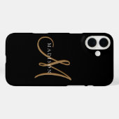Extravagantes, stylisches Black and Gold Monogram  Case-Mate iPhone Hülle (Rückseite (Horizontal))