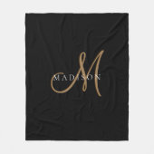 Extravagantes, stylisches Black and Gold Monogram  Fleecedecke (Vorderseite)