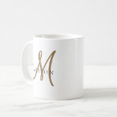 Extravagantes, stylisches Black and Gold Monogram  Kaffeetasse (Vorderseite Links)