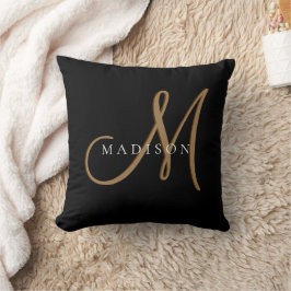 Extravagantes, stylisches Black and Gold Monogram  Kissen