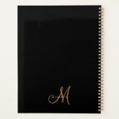 Extravagantes, stylisches Black and Gold Monogram  Planer (Rückseite)