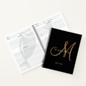 Extravagantes, stylisches Black Gold Monogram Scri Notizblock (Innenseite)