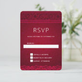 Extravagantes und elegantes Rotes Hintergrund Stil RSVP Karte (Stehend Vorderseite)