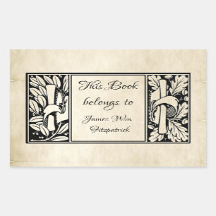 Extravagantes Vintages Pergament Maßstück Buchzeic Rechteckiger Aufkleber