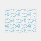 Extravagantes Watercolor Blue Bow-Muster Fleecedecke (Vorderseite (Horizontal))