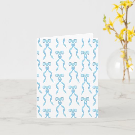 Extravagantes Watercolor Blue Bow-Muster Karte (Gelbe Blume)