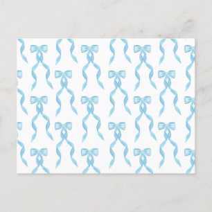 Extravagantes Watercolor Blue Bow-Muster Postkarte