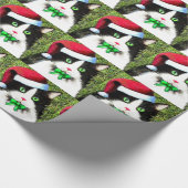 Extravagantes Weihnachts Tuxedo Cat Wrapping Paper Geschenkpapier (Ecke)