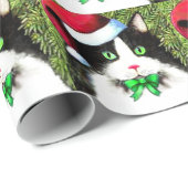 Extravagantes Weihnachts Tuxedo Cat Wrapping Paper Geschenkpapier (Rolleneckpunkt)
