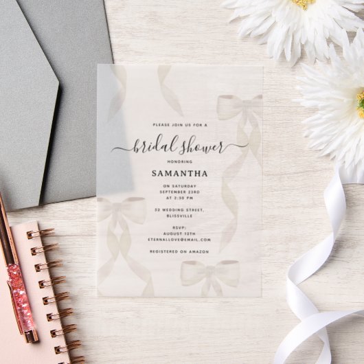 Extravagantes weißer Bow-Brautparty Pergament Einladungen (Hochzeit)