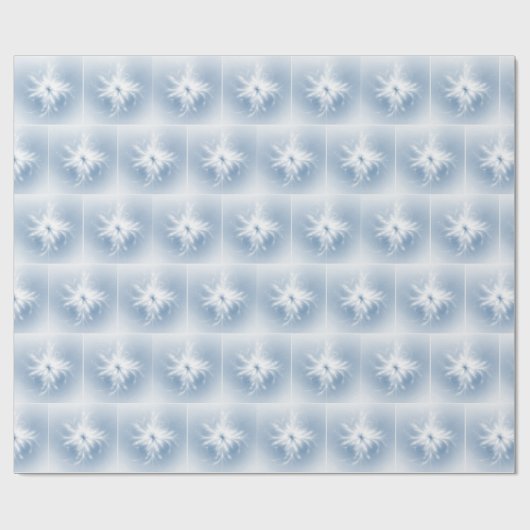 Extravagantes weißes Fraktal Schneeflocken Geschenkpapier (Flach)