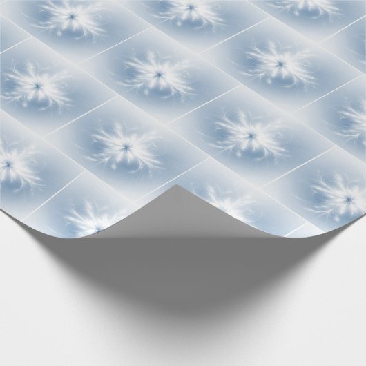 Extravagantes weißes Fraktal Schneeflocken Geschenkpapier (Ecke)