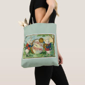 Extravagantes Weißes Oster Bunnies Tasche (Von Nahem)