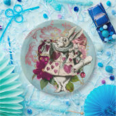 Extravagantes Wonderland Weißes Kaninchen Pappteller (Party)