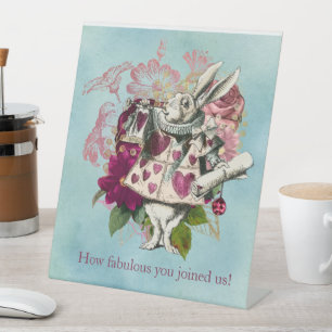 Extravagantes Wonderland Weißes Kaninchen-Party Sockelschild
