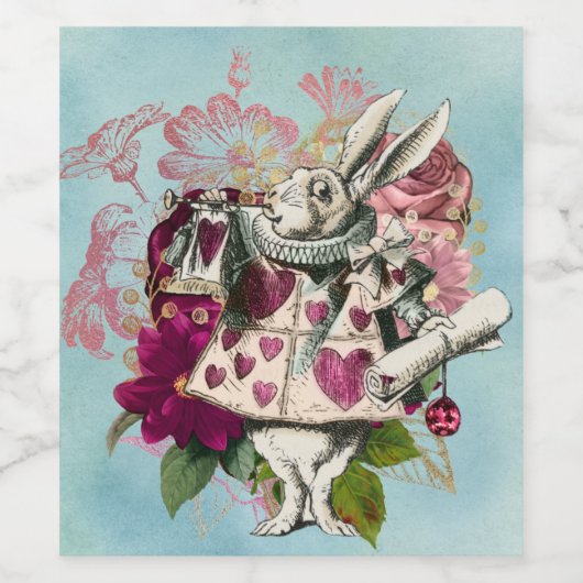 Extravagantes Wonderland Weißes Kaninchen Weinetikett (Einzelnes Label)