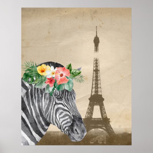 Extravagantes Zebra & Eiffel Tower Poster (Vorne)
