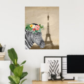Extravagantes Zebra & Eiffel Tower Poster (Heimbüro)