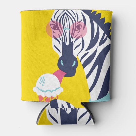 Extravagantes Zebra: Rosa Sonnenbrille Vintag. Dosenkühler (Vorderseite)