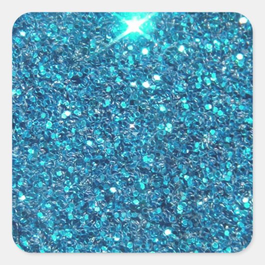 Extravaganz Aquamarin Blue Glitzer Shine Quadratischer Aufkleber (Vorderseite)