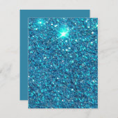 Extravaganz Blue Glitzer Shine Einladung (Vorne/Hinten)