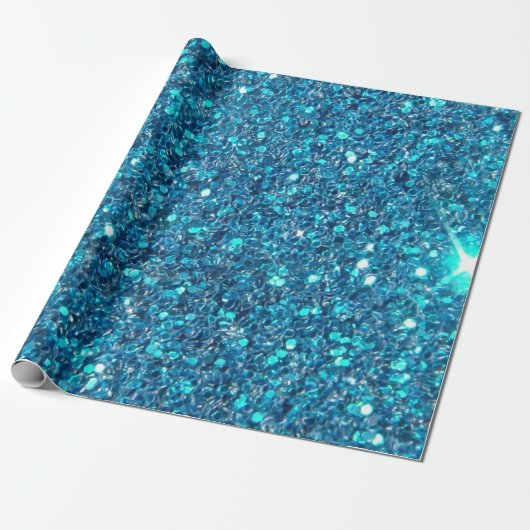 Extravaganz Blue Glitzer Shine Geschenkpapier (Ungerollt)