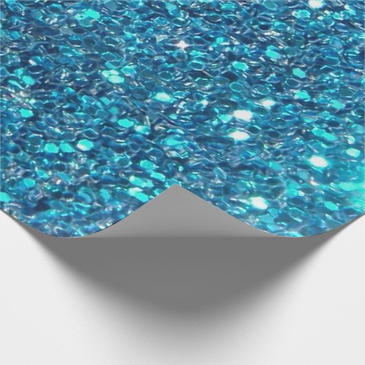 Extravaganz Blue Glitzer Shine Geschenkpapier (Ecke)
