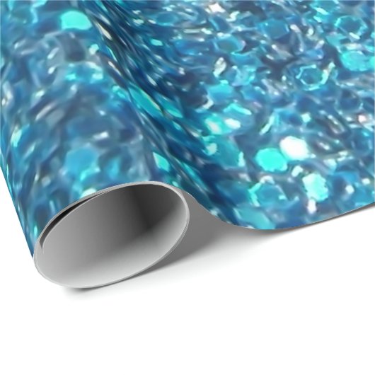 Extravaganz Blue Glitzer Shine Geschenkpapier (Rolleneckpunkt)