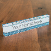 Extravaganz Blue Glitzer Shine Namensplakette (Seite)