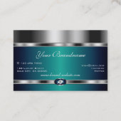 Extravaganz Silber und Blau mit Imitaten Rhineston Visitenkarte (Rückseite)