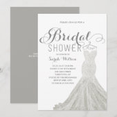 Extravaganzkleid weiß | Brautdusche Einladung (Vorne/Hinten)