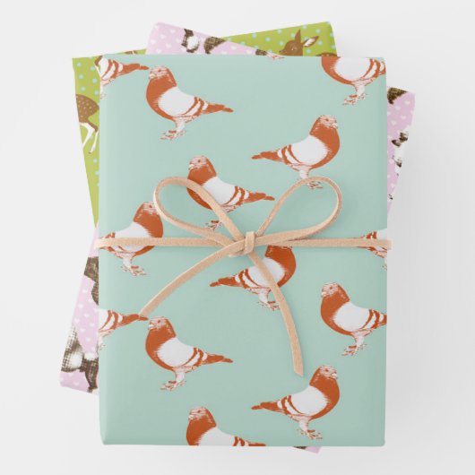 extravantes Taubendekor , Bambi und Pudelmuster Geschenkpapier Set (Beispiel)