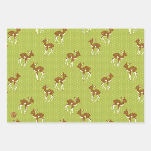 extravantes Taubendekor , Bambi und Pudelmuster Geschenkpapier Set (Vorderseite 3)