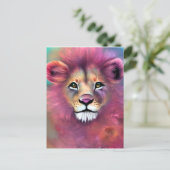 Extrem detailliertes Vollportrait eines Fluffy Lio Postkarte (Stehend Vorderseite)