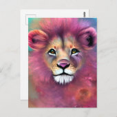 Extrem detailliertes Vollportrait eines Fluffy Lio Postkarte (Vorne/Hinten)