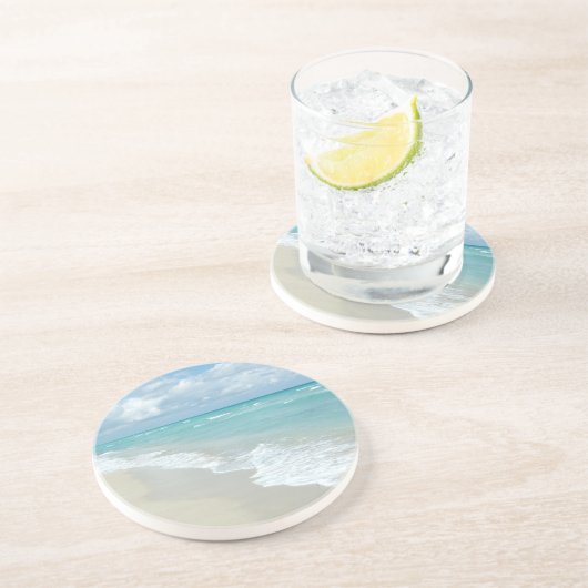 Extrem entspannend Strand Blick auf weißen Sand Getränkeuntersetzer (Seite)