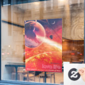 Extrem Hot Air Ballon auf Vulkanausschnitt Fensteraufkleber (Café-Fenster)