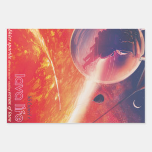 Extrem Hot Air Ballon auf Vulkanausschnitt Geschenkpapier Set