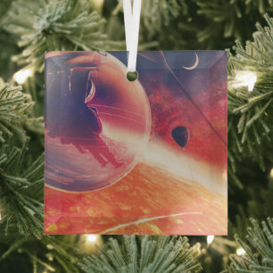 Extrem Hot Air Ballon auf Vulkanausschnitt Ornament Aus Glas